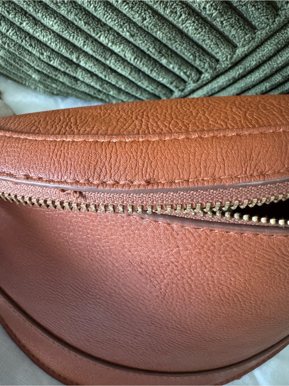 Universal Thread Tan Leather Crescent Crossbody Bag with Canvas Strap - Picture 4 of 6